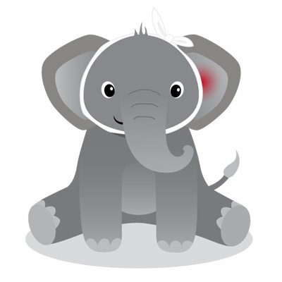 Comic Elefant mit Ohrenschmerzen